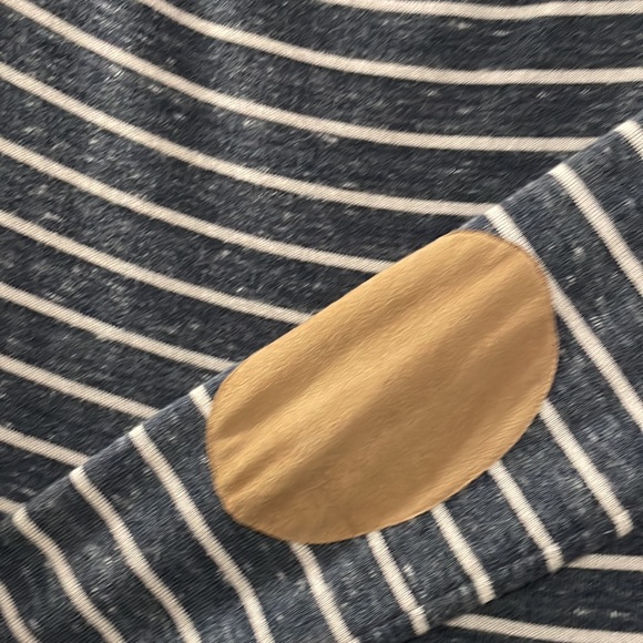 Anthro Sopraso Sz M Tunic Heather striped w/ suede elbow patches fits perfectly! - Picture 4 of 6